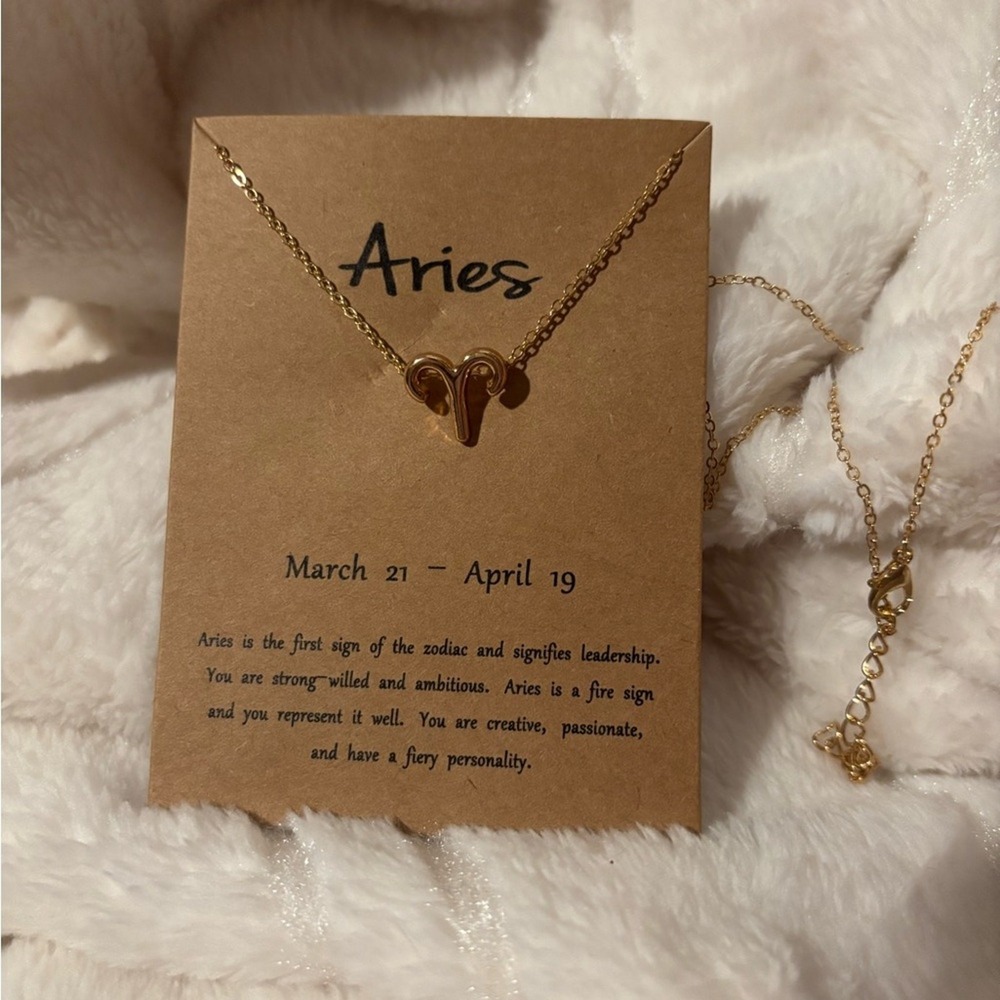 Gold tone Zodiac Astrology Aries Necklace
